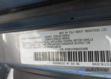 2008 Subaru Legacy 2.5Gt Limited z USA, uszkodzony, nr VIN 4S3BL676984222909